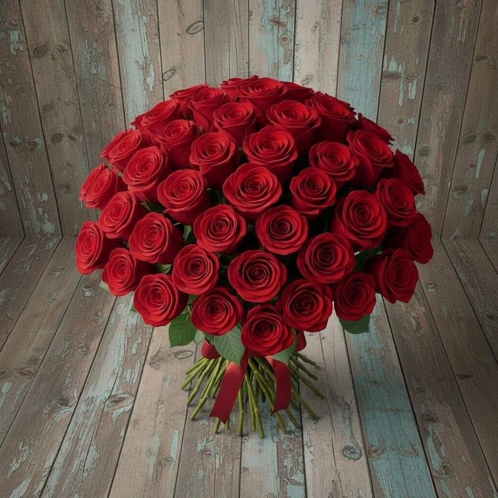 Букет 55 Красных роз Фридом в Заплавской