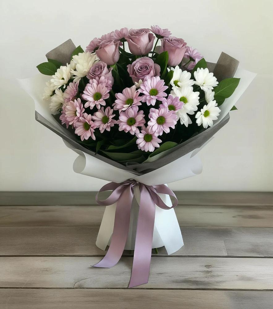 Букет цветов из: Хризантемы и Розы в Заплавской