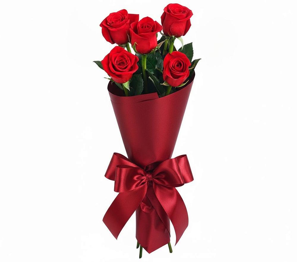 Букет 5 Красных роз Эдлесс Лав в Заплавской
