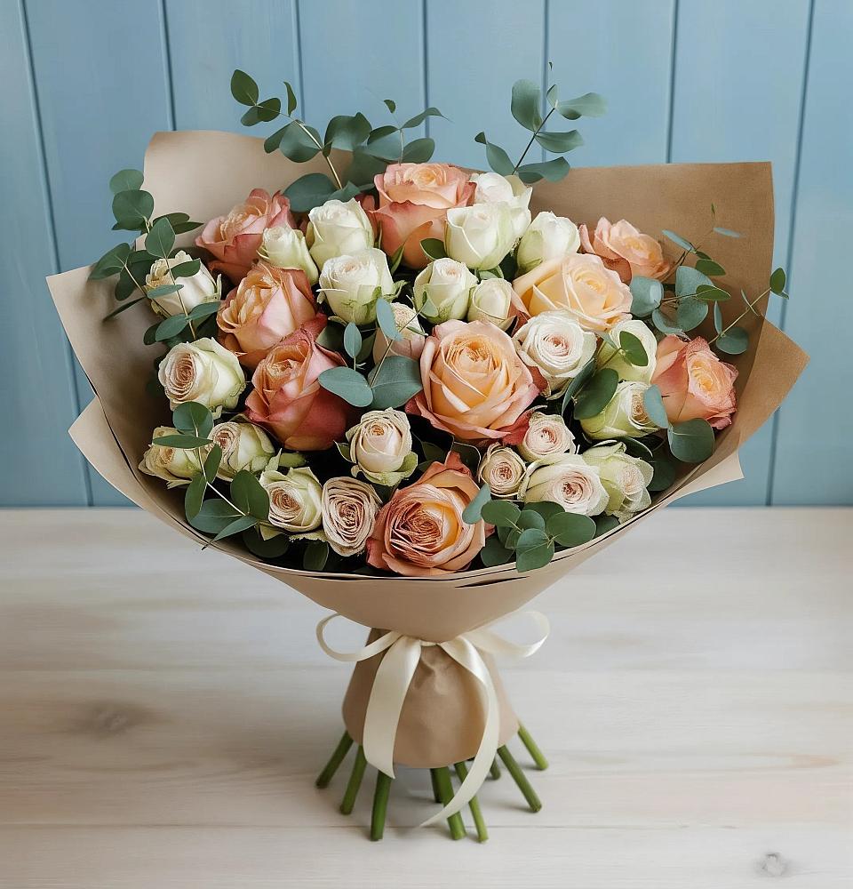 Букет цветов из: Альстромерии и Розы в Заплавской