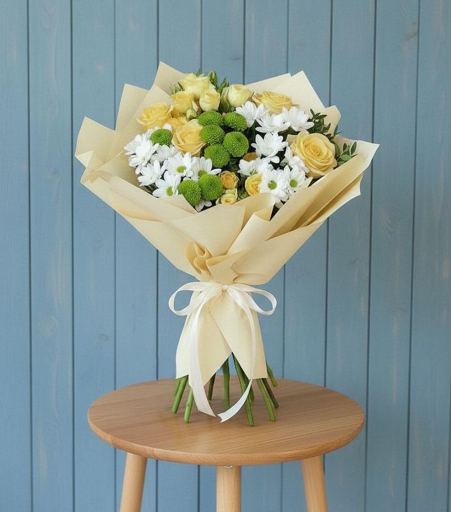 Букет цветов из: Хризантемы и Розы в Заплавской