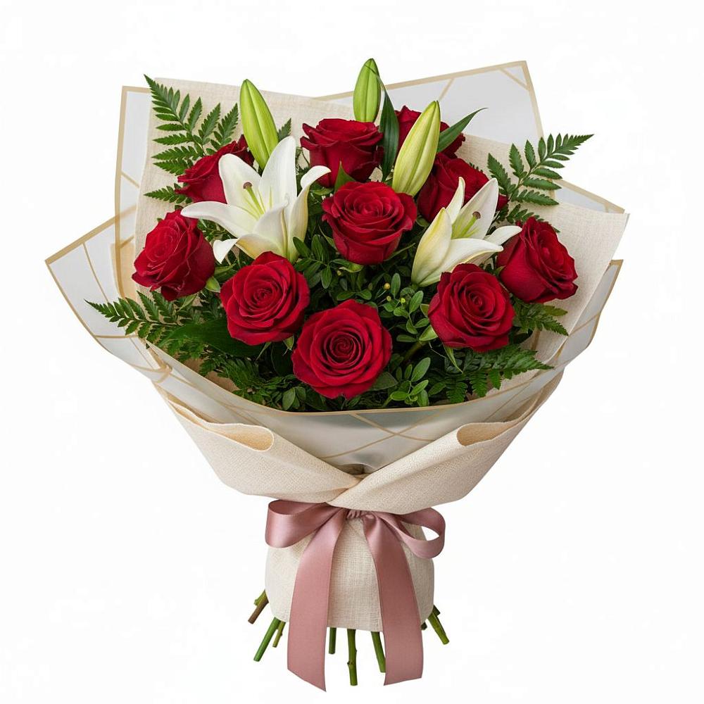 Букет цветов из: Лилии и Розы в Заплавской