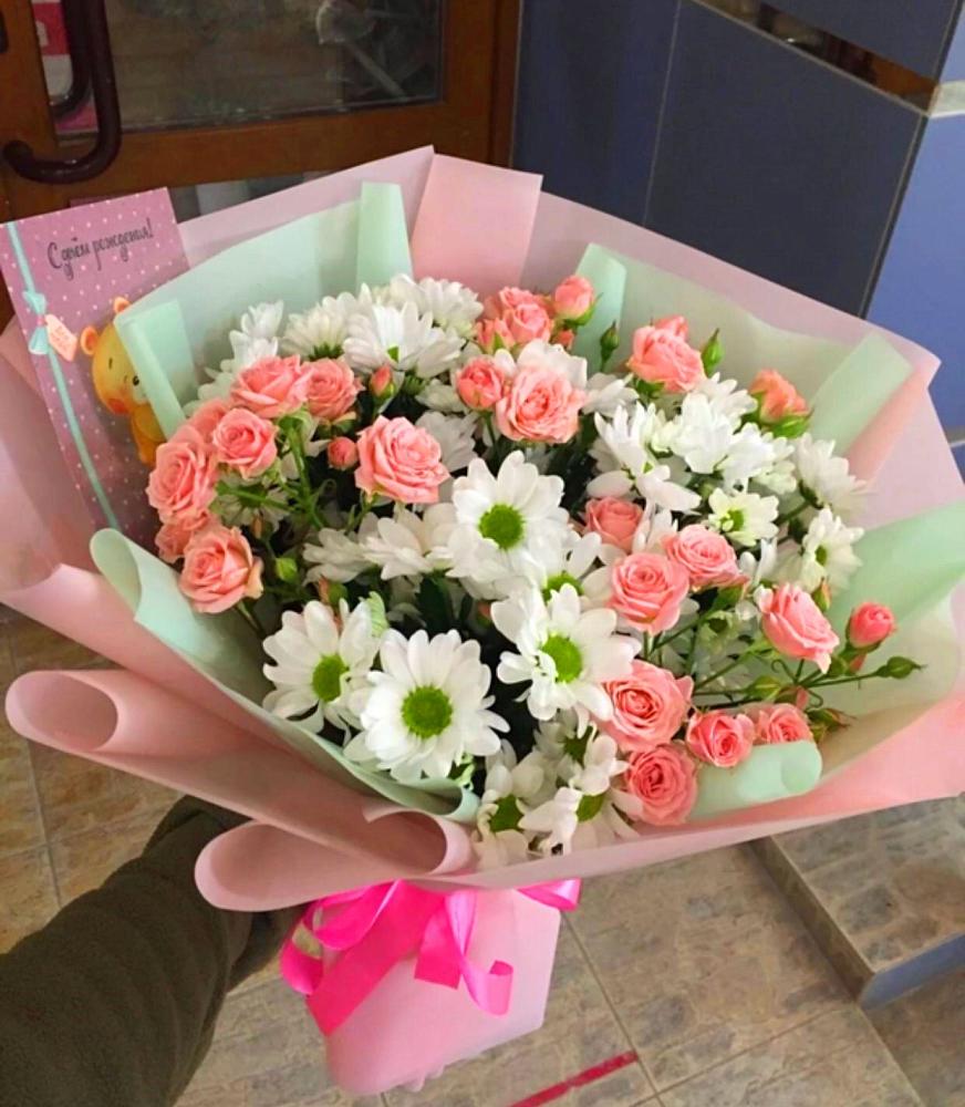 Букет цветов из: Розы и Хризантемы в Заплавской