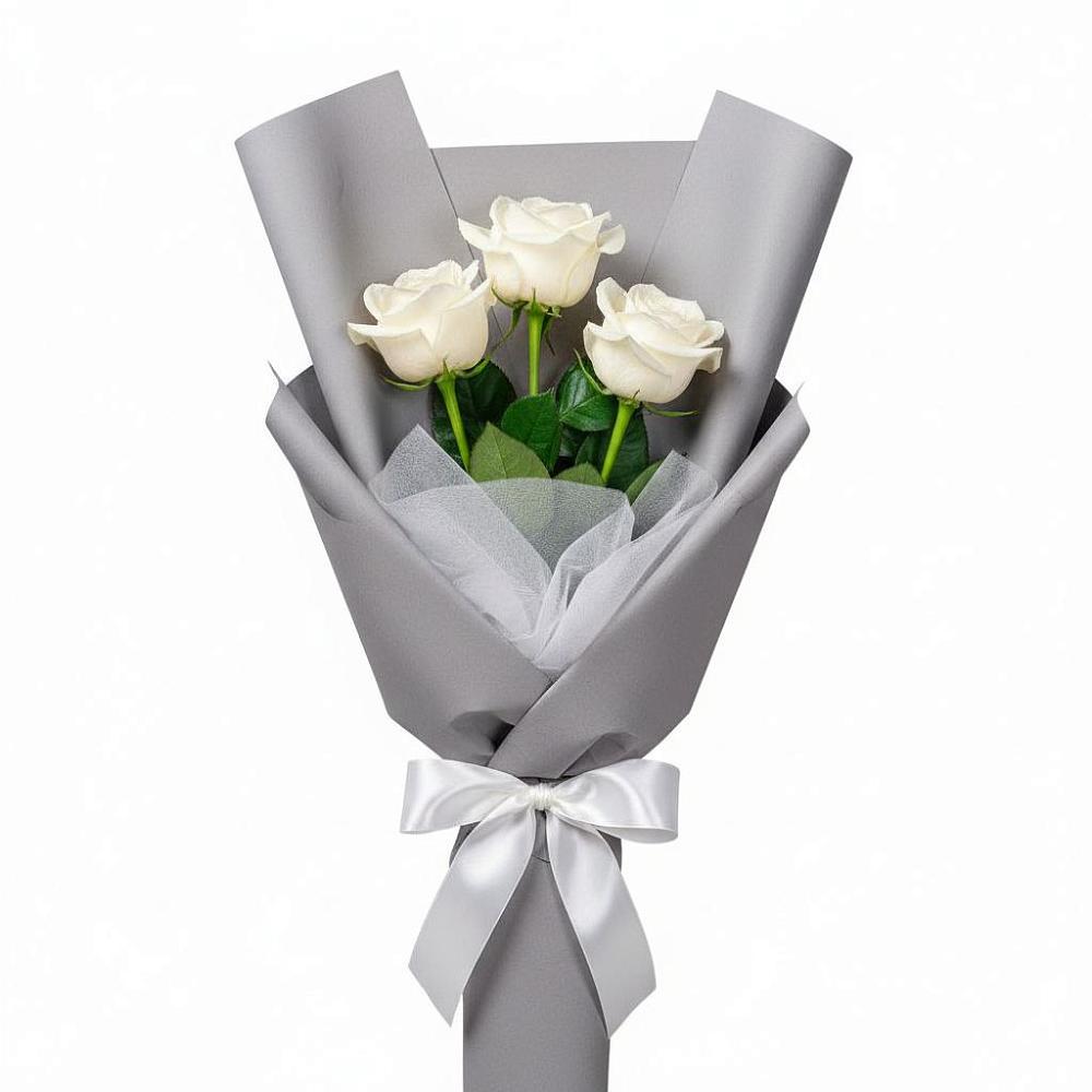 Букет 3 белые розы в Заплавской