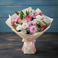 Букет цветов из:  Хризантемы, Альстромерии и Розы в Заплавской