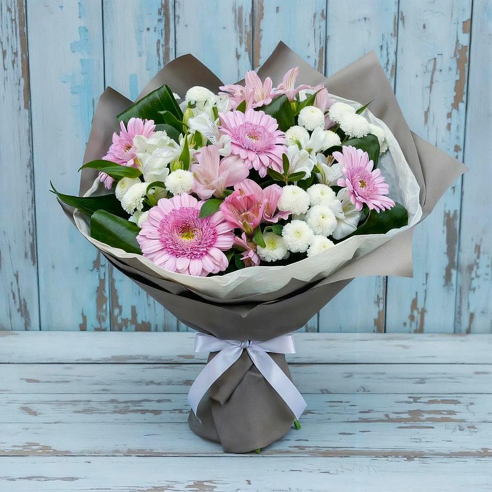 Букет цветов из: Герберы, Альстромерии и Хризантемы в Заплавской