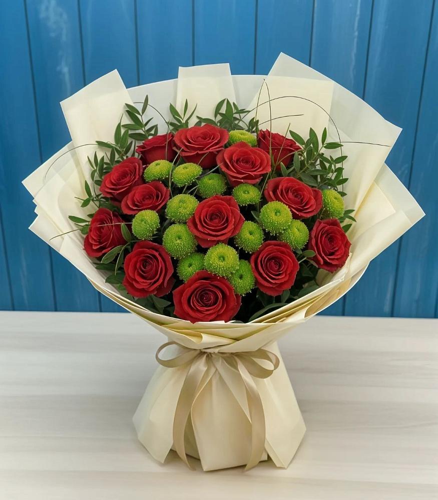 Букет цветов из: Розы и Хризантемы в Заплавской